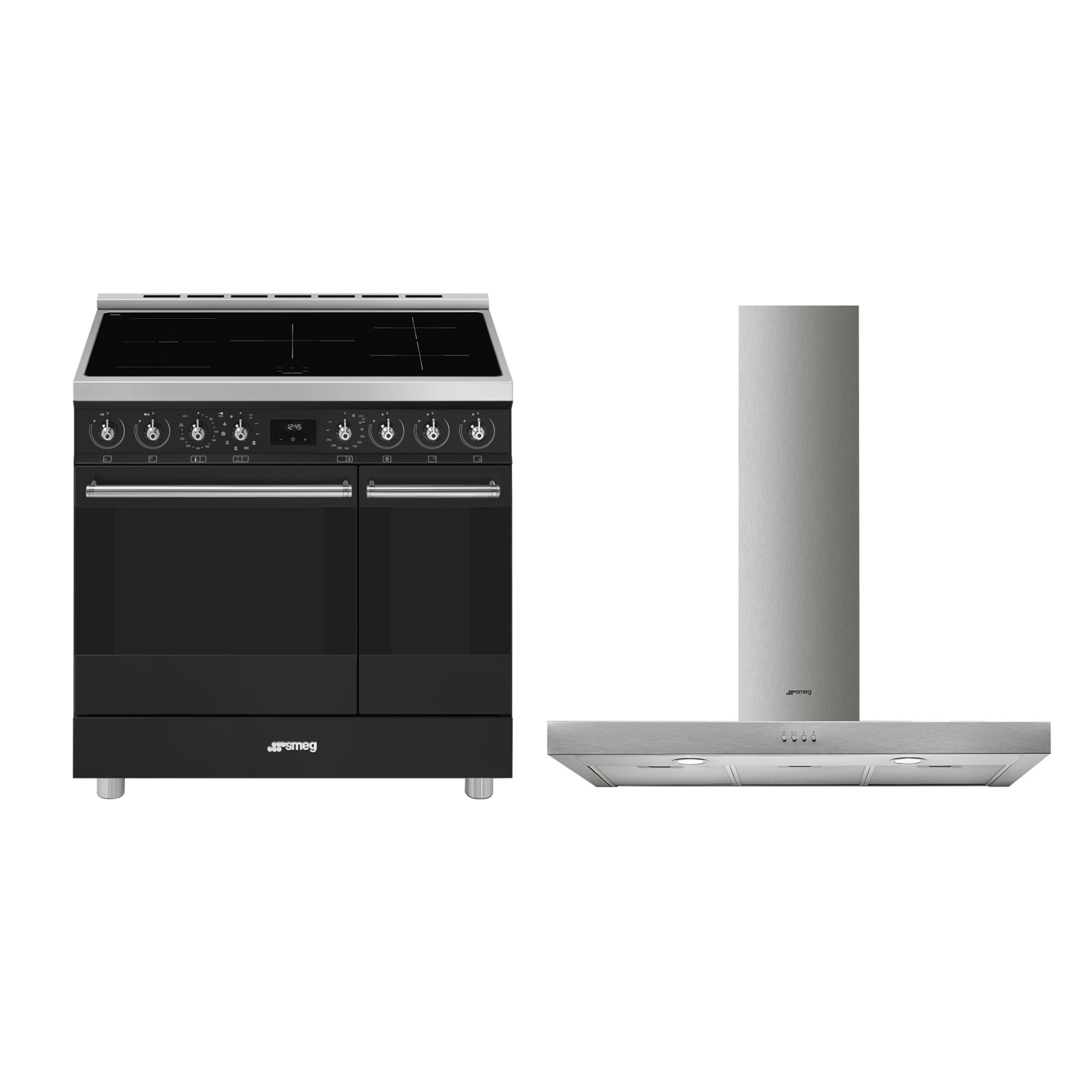 Smeg 90cm Induction Range Cooker + 90cm Chimney Cooker Hood