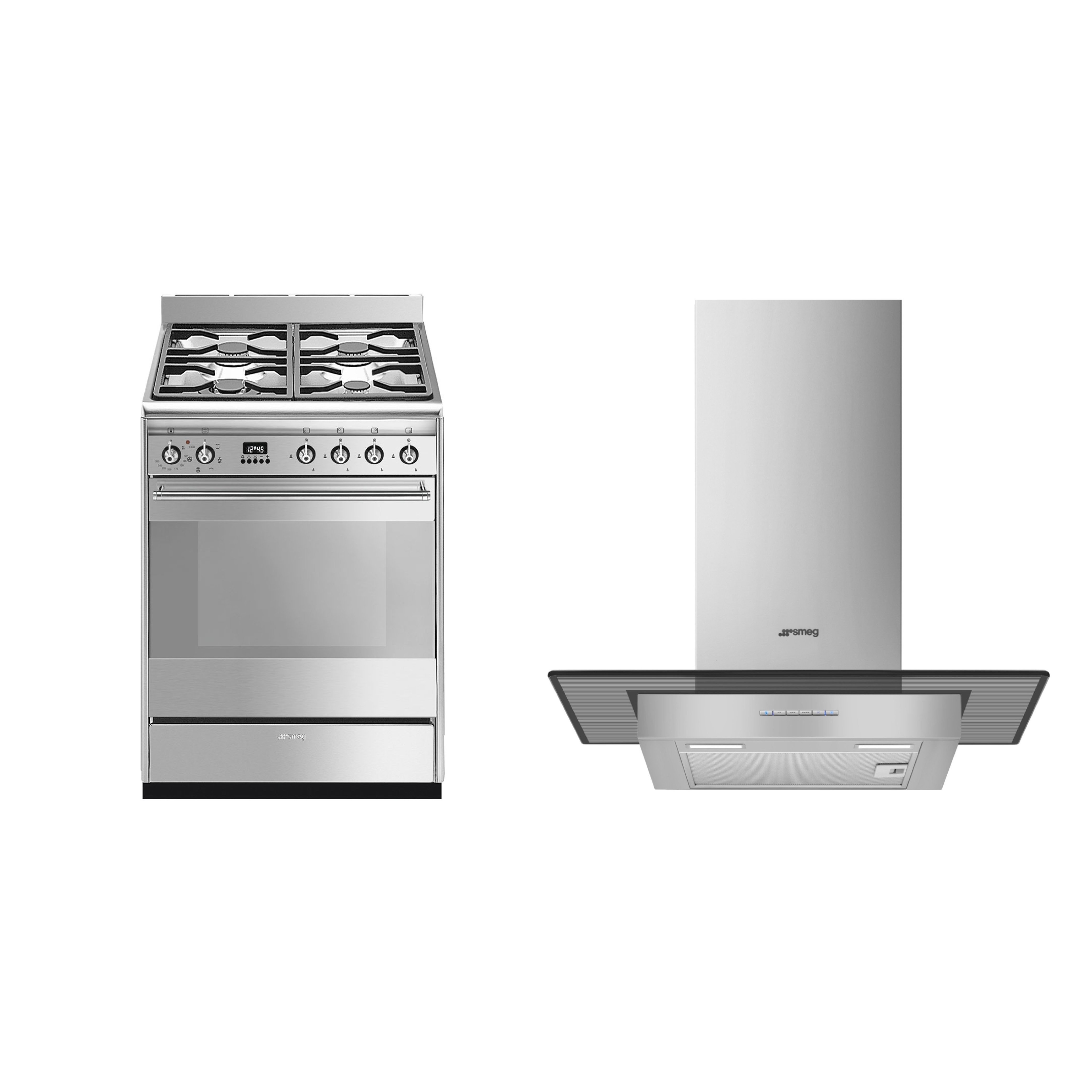 Smeg Dual Fuel Cooker with Single Oven + 60cm Chimney Cooker Hood