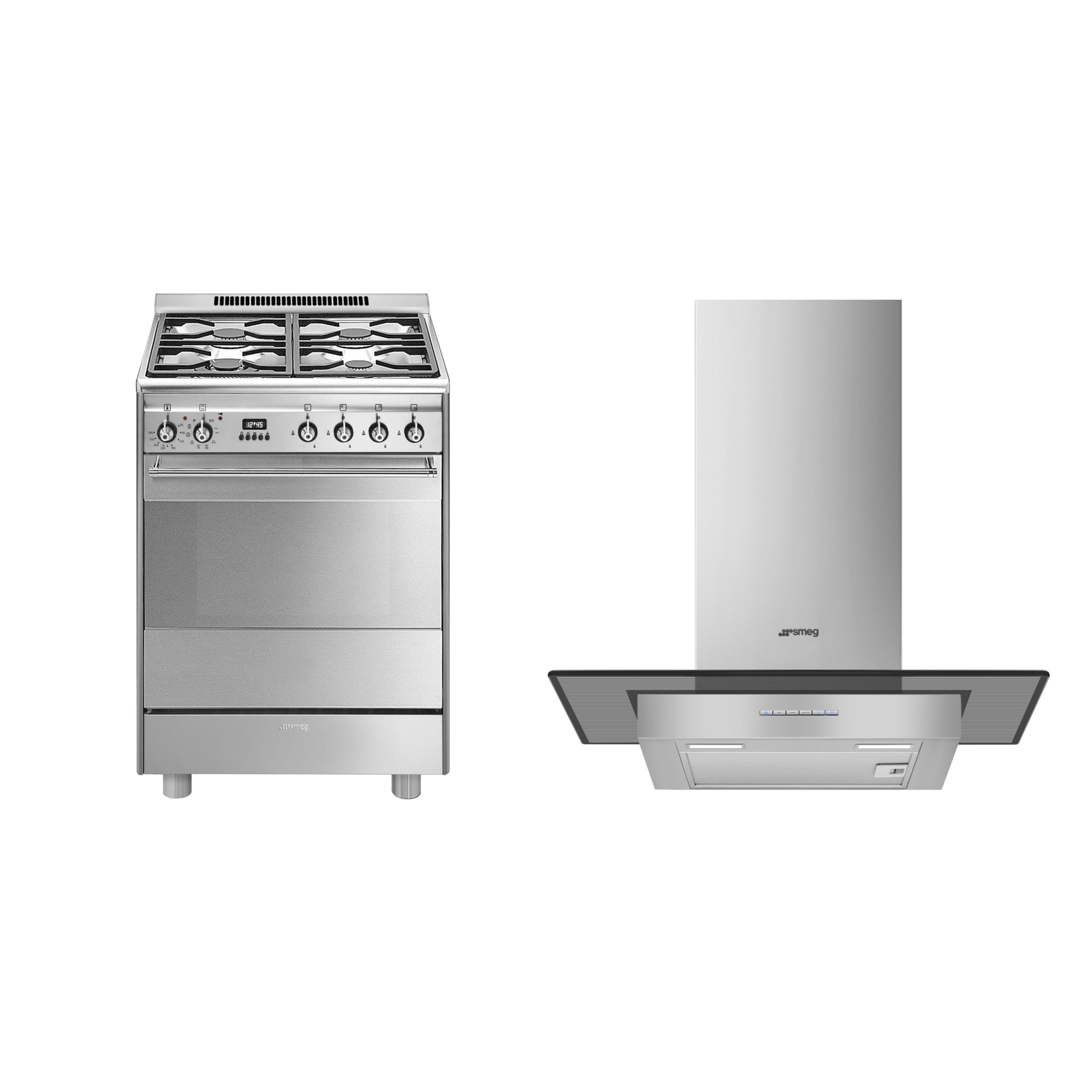 Smeg Dual Fuel Cooker with Single Oven + 60cm Chimney Cooker Hood