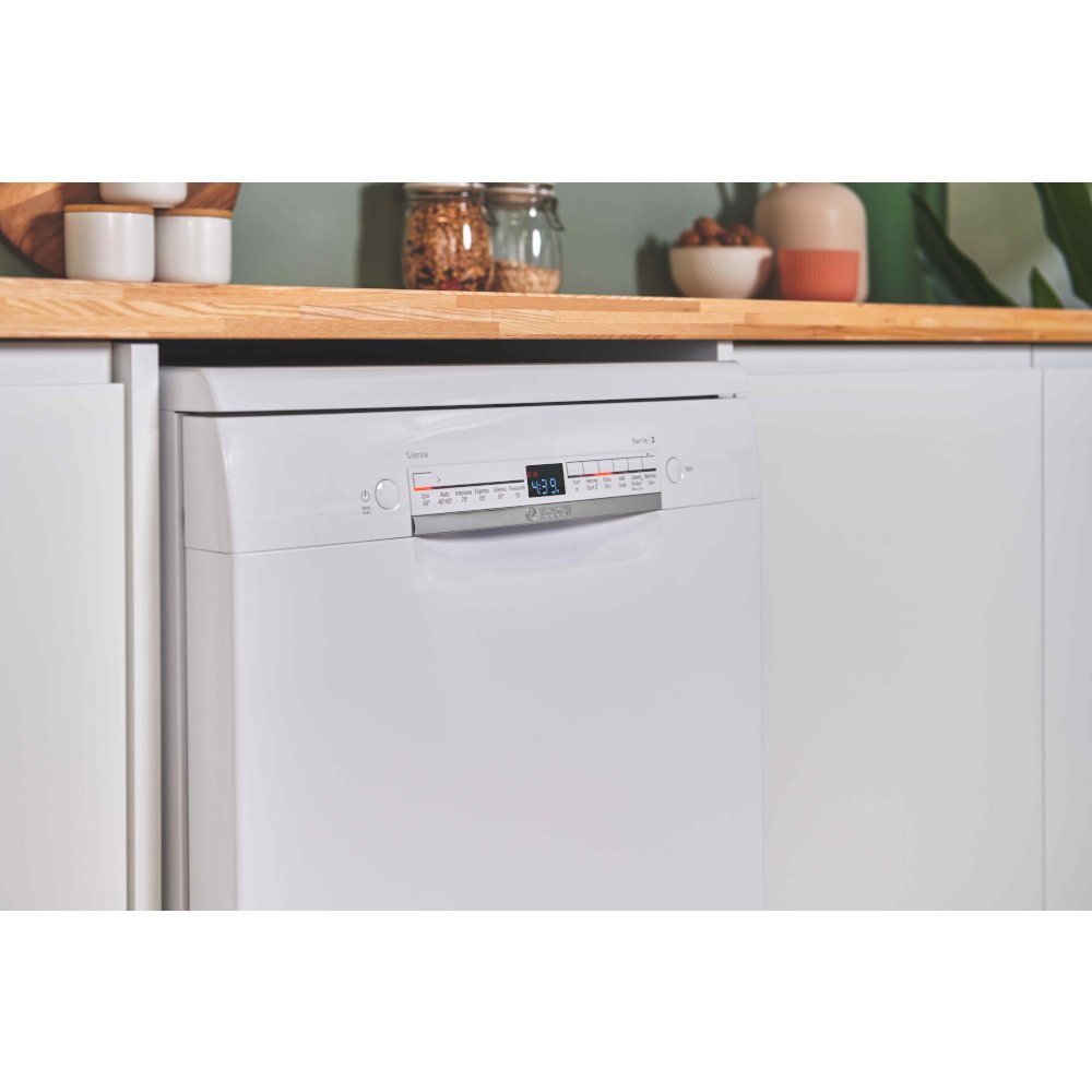 Bosch SMS2HVW67G Series 2 Dishwasher, 14 Place Settings, White, D Rated