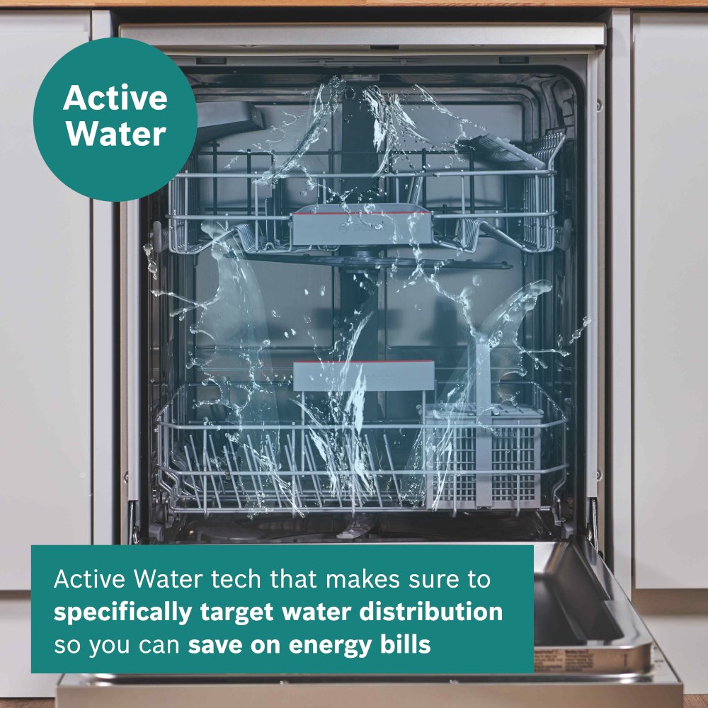 Bosch SMS4EKI06G Series 4 Dishwasher, 13 Place Settings, Silver, B Rated