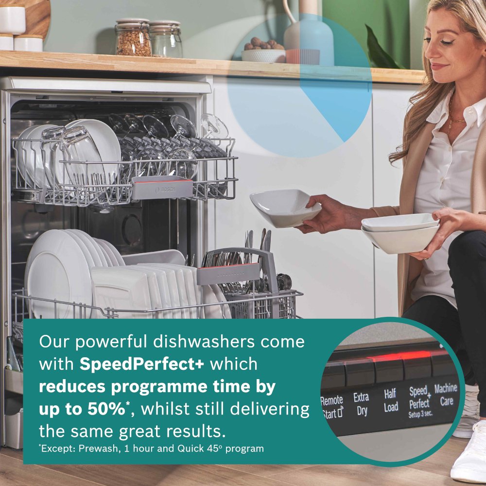 Bosch SMS4EKI06G Series 4 Dishwasher, 13 Place Settings, Silver, B Rated