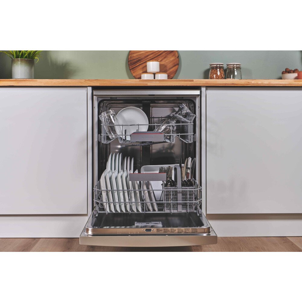 Bosch SMS4EKI06G Series 4 Dishwasher, 13 Place Settings, Silver, B Rated