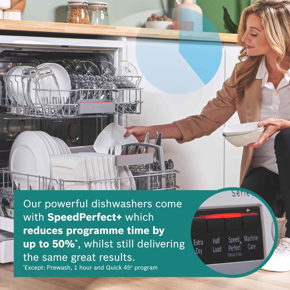 Bosch SMS4EKW06G Series 4 Dishwasher, 13 Place Settings, White, B Rated