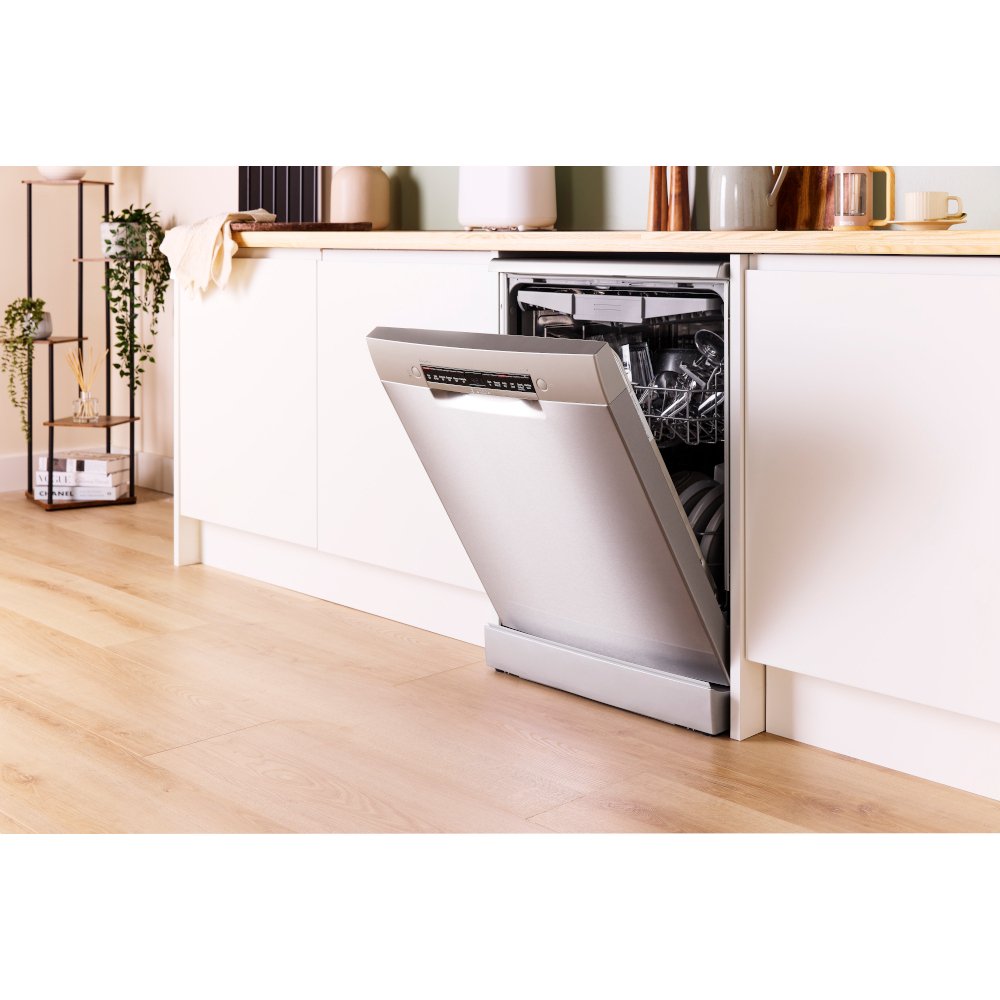 Bosch SMS4EMI06G Series 4 Dishwasher, 14 Place Settings, Silver, B Rated