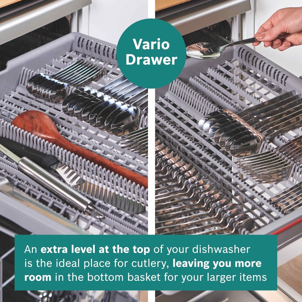 Bosch SMS6ZCI10G Series 6 Dishwasher, 14 Place Settings, Silver, B Rated