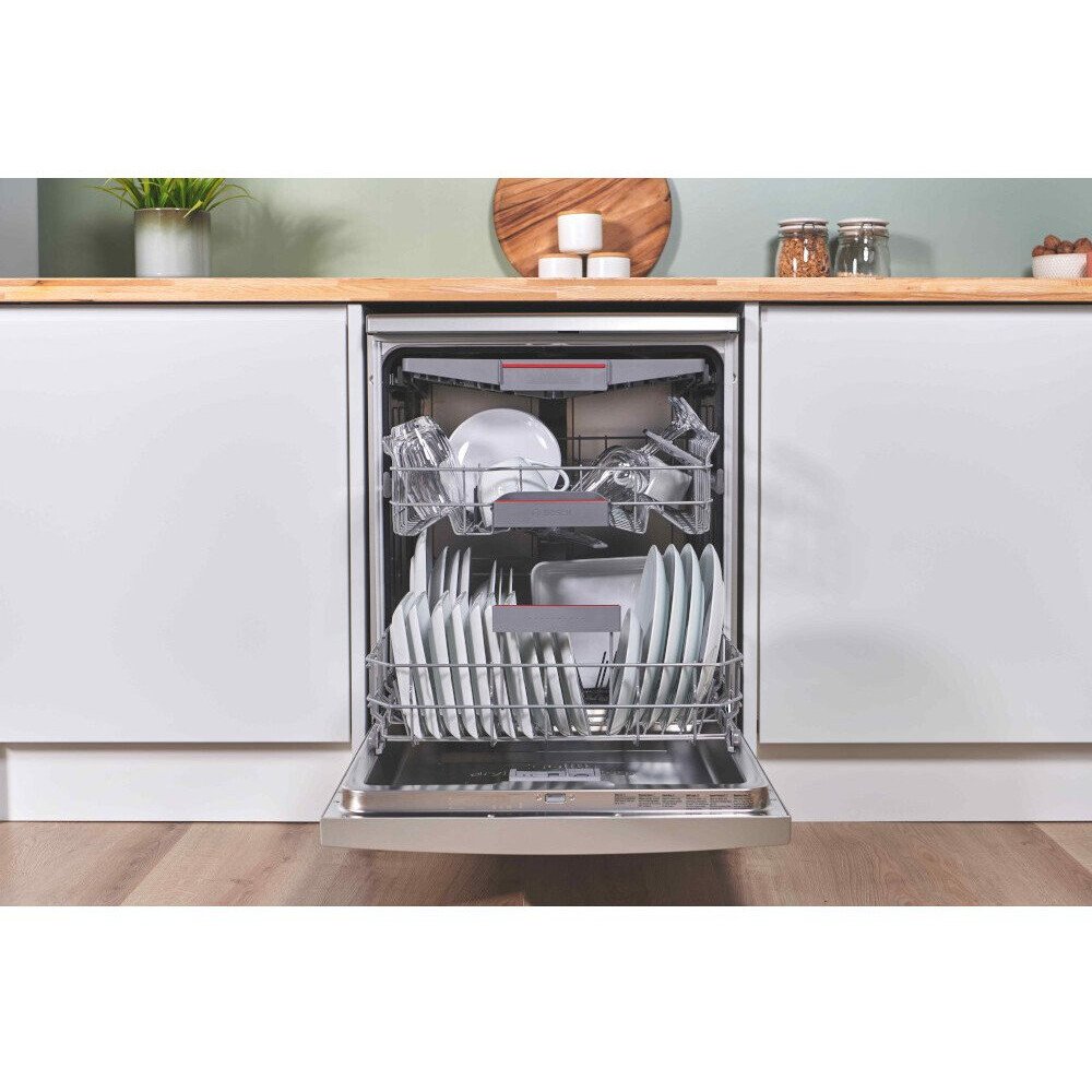 Bosch SMS6ZCI10G Series 6 Dishwasher, 14 Place Settings, Silver, B Rated