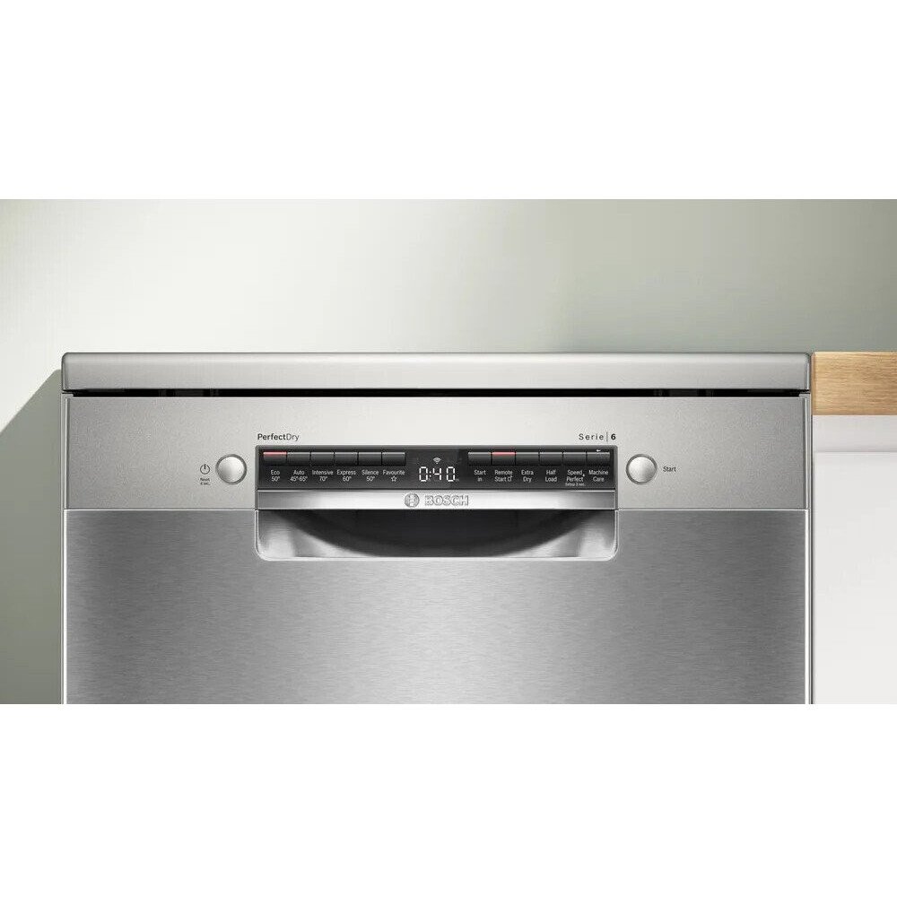 Bosch SMS6ZCI10G Series 6 Dishwasher, 14 Place Settings, Silver, B Rated