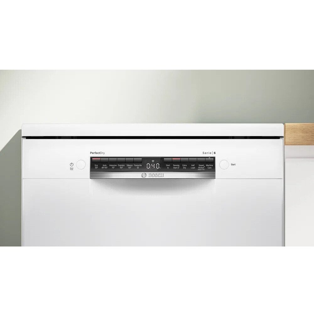 Bosch SMS6ZCW10G Series 6 Dishwasher, 14 Place Settings, White, B Rated