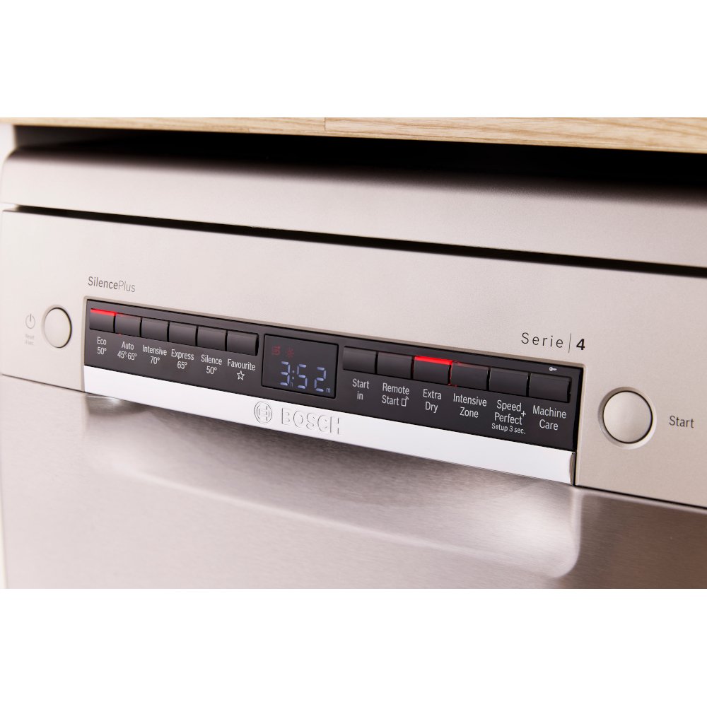 Bosch SPS4HMI49G Series 4 Slimline Dishwasher, 10 Place Settings, Silver, E Rated