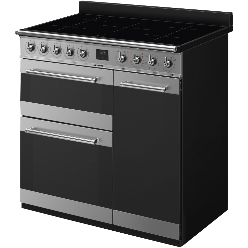 Smeg SY93I1 Symphony 90cm Induction Range Cooker, Stainless Steel, A