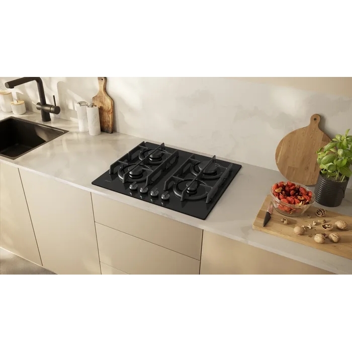 Neff T26PIP4S0 N70 59cm 4 Burner Gas Hob, Black