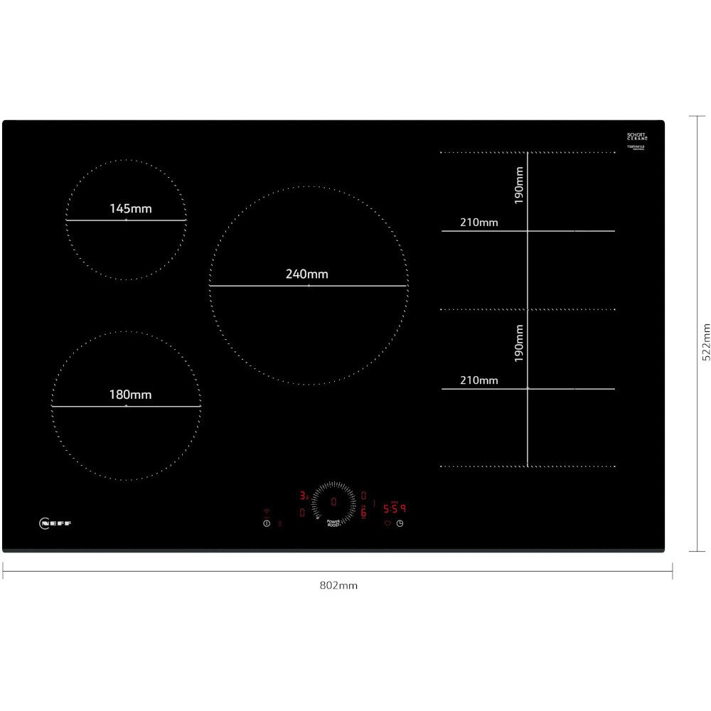 Neff T58FHW1L0 N70 80cm Induction Hob, Black