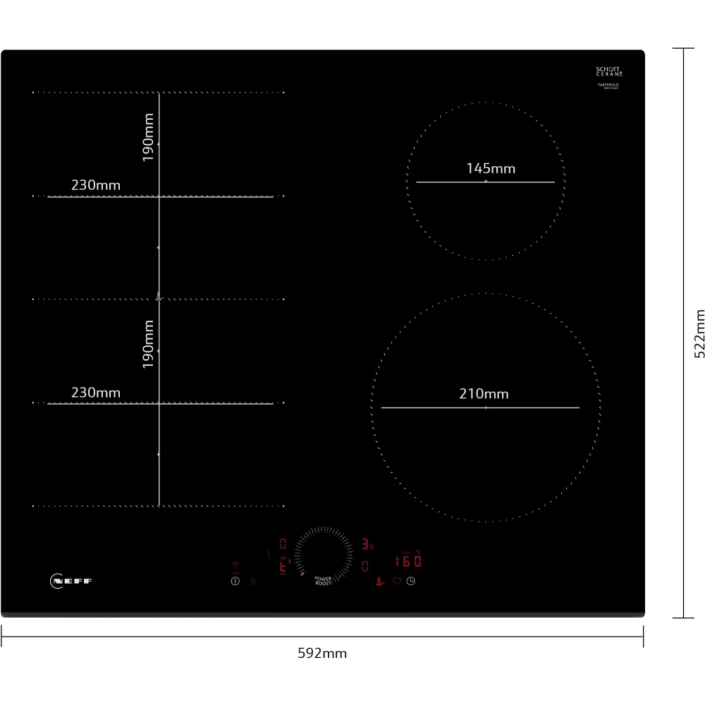 Neff T66FHE4L0 N70 59cm Induction Hob, Black