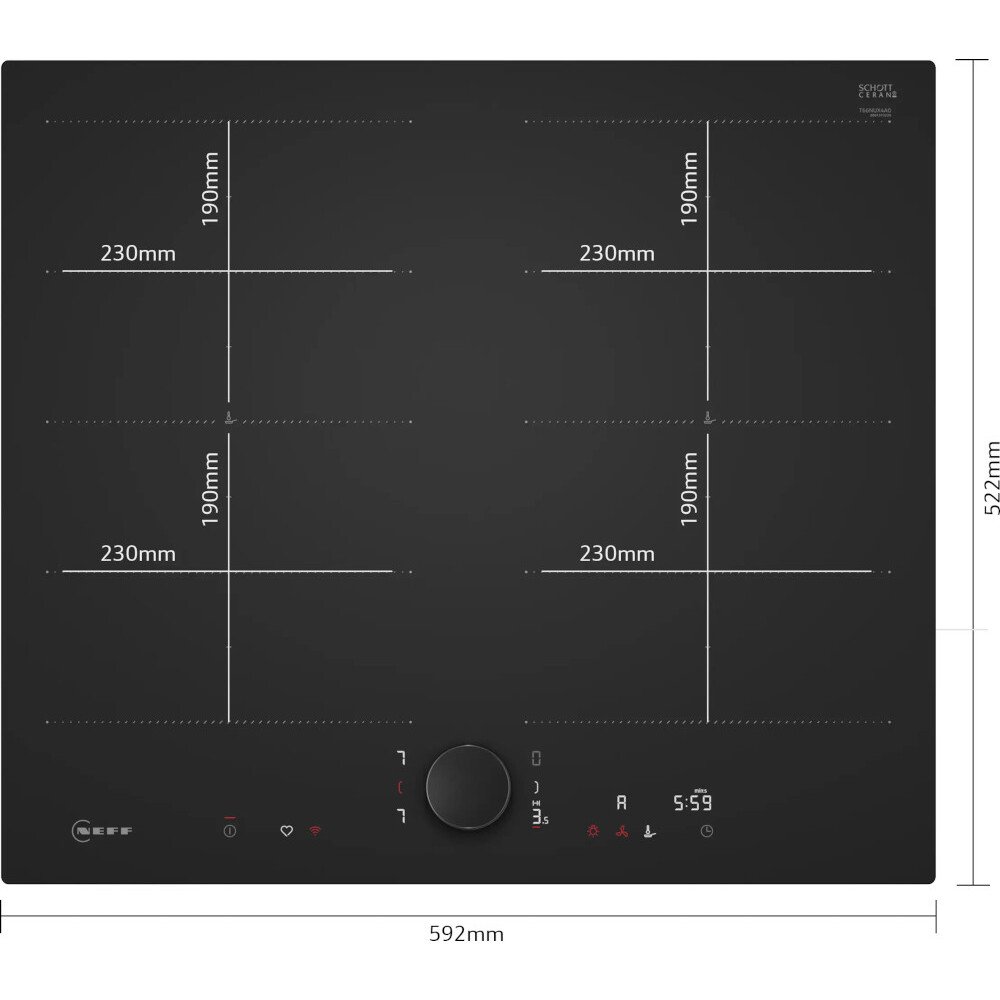 Neff T66NUX4A0 N90 59cm Induction Hob, Black