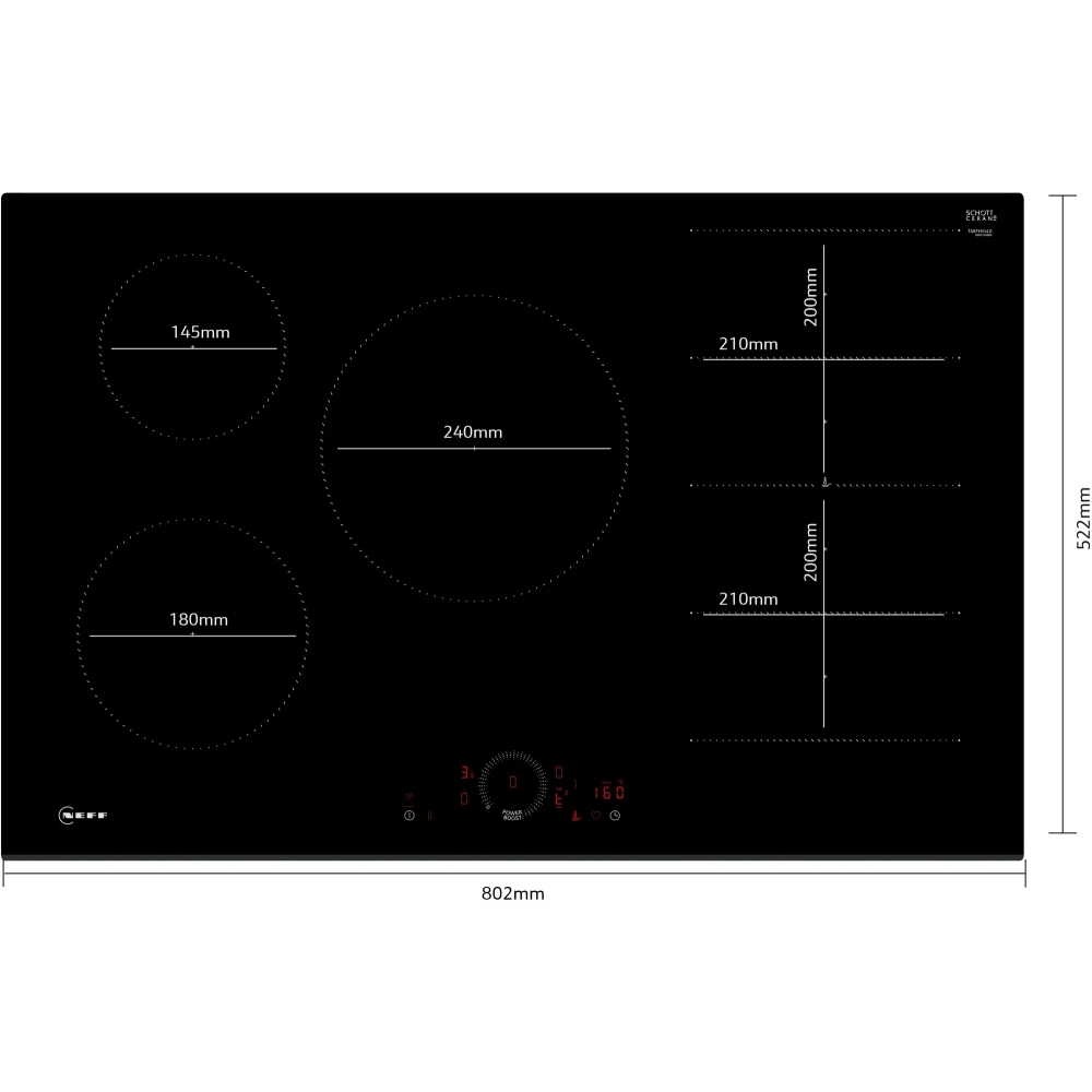 Neff T68FHV4L0 N70 80cm Induction Hob, Black