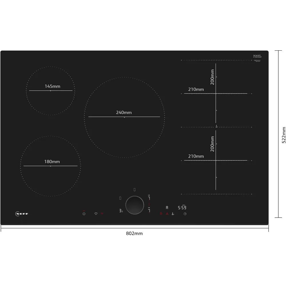 Neff T68FUV4L0 N90 80cm Induction Hob, Black