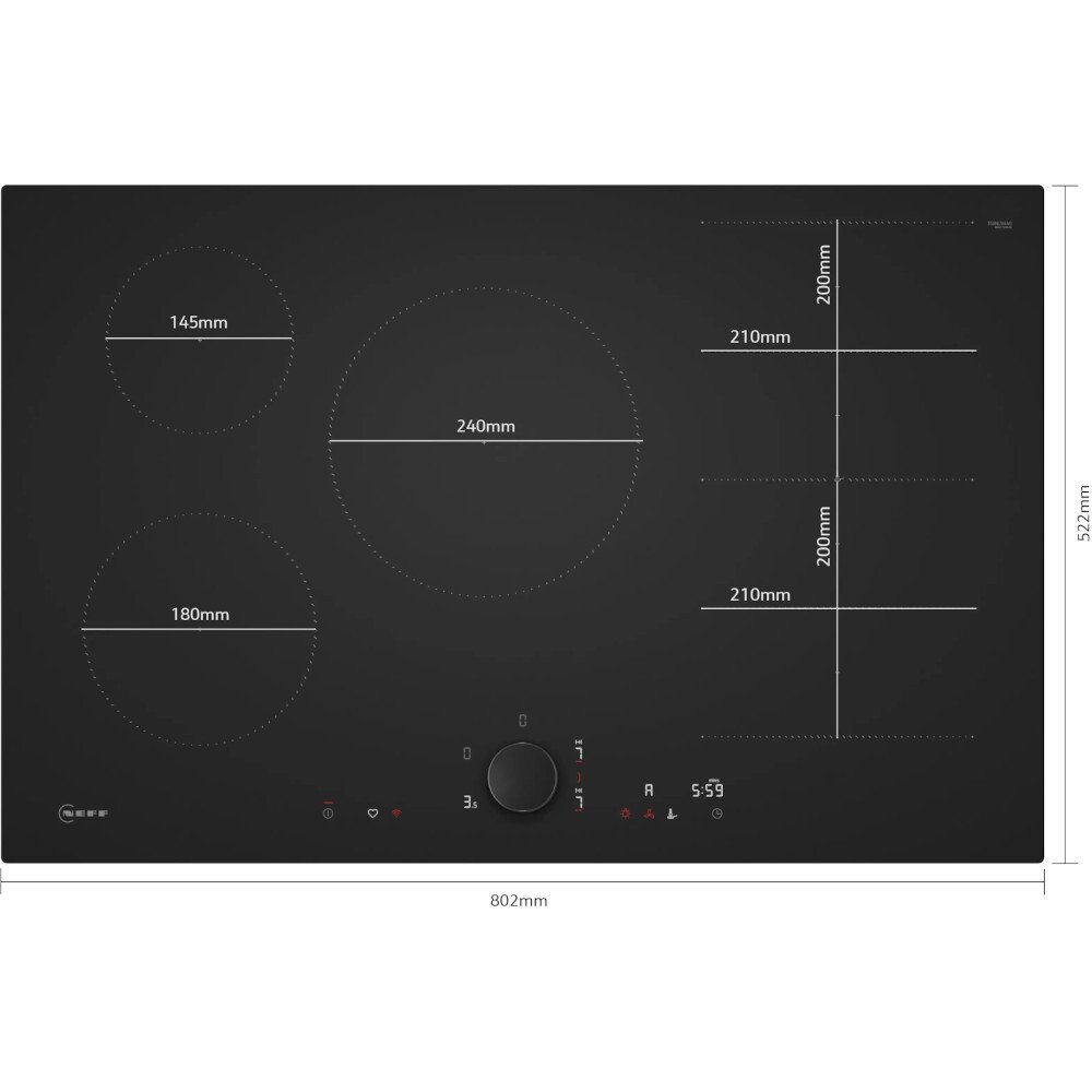 Neff T68NUV4A0 80cm Induction Hob, Black
