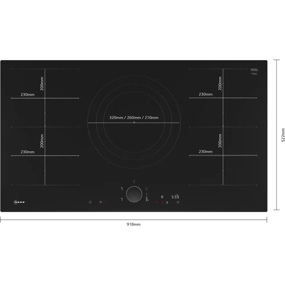 Neff T69FUV4L0 N90 92cm Induction Hob, Black