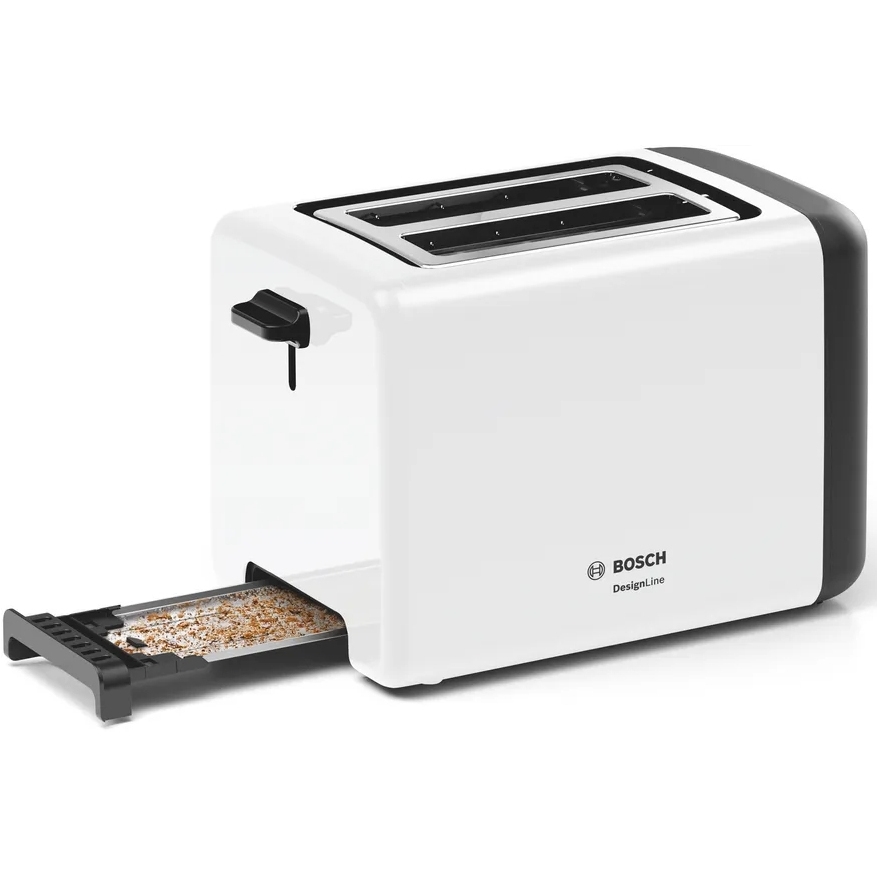 Bosch TAT3P421GB DesignLine Compact Toaster, 2 Slice, White
