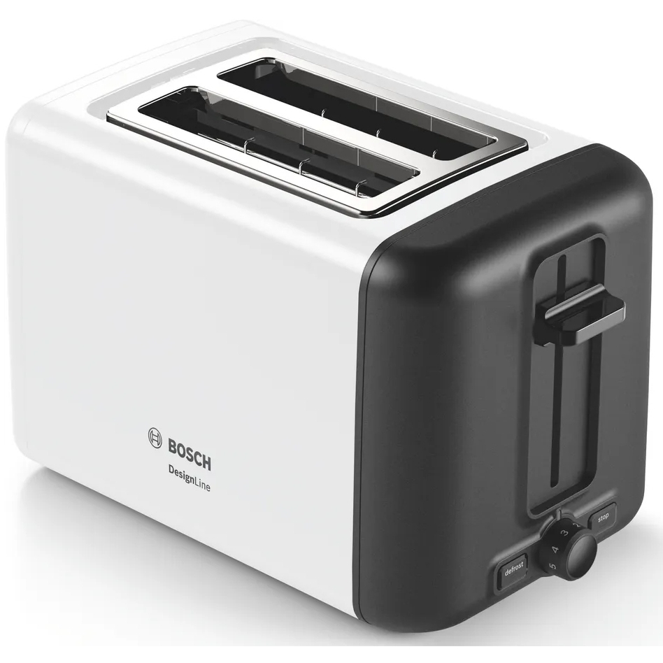Bosch TAT3P421GB DesignLine Compact Toaster, 2 Slice, White