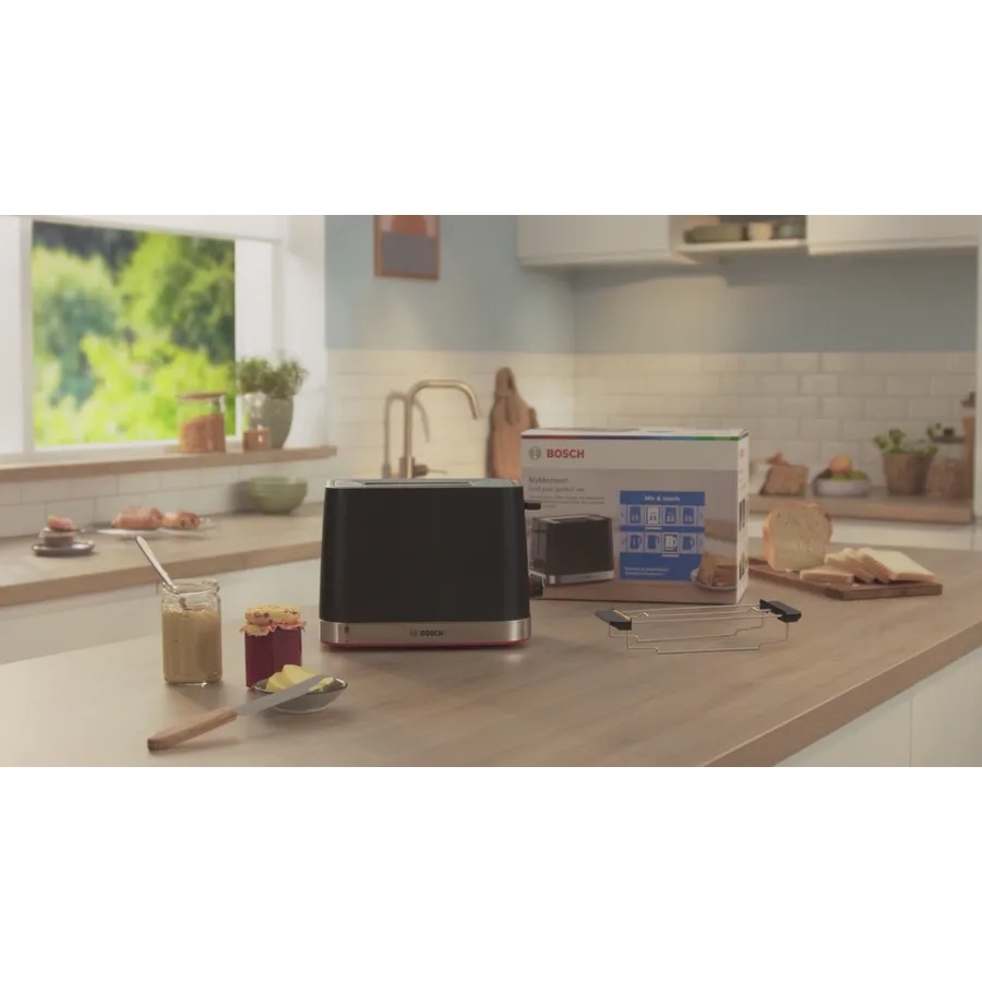 Bosch TAT4M223GB MyMoment Compact Toaster, 2 Slice, Black