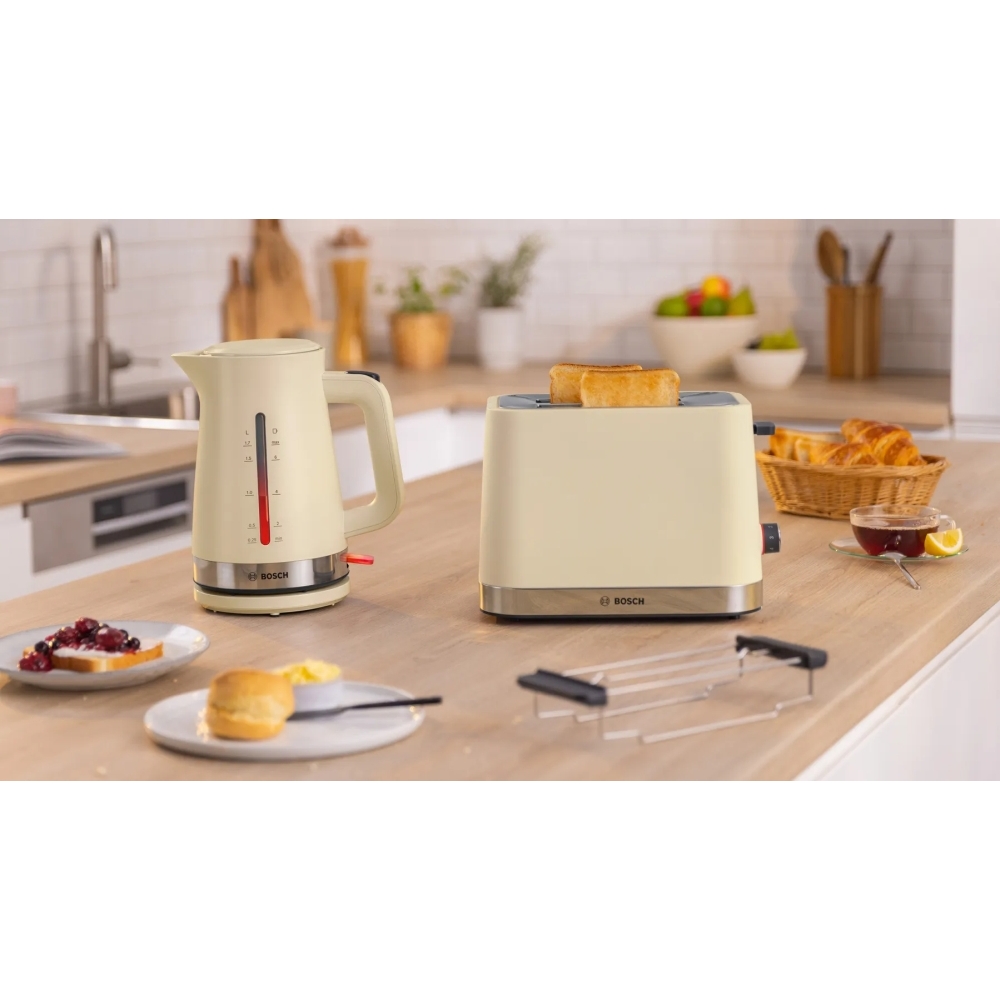 Bosch TAT4M227GB MyMoment Compact Toaster, Slice, Cream Marks