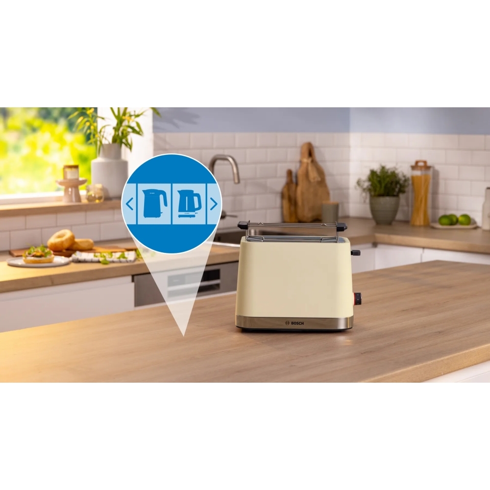 Bosch TAT4M227GB MyMoment Compact Toaster, 2 Slice, Cream