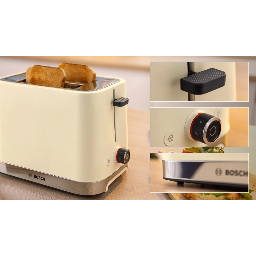 Bosch TAT4M227GB MyMoment Compact Toaster, Slice, Cream Marks