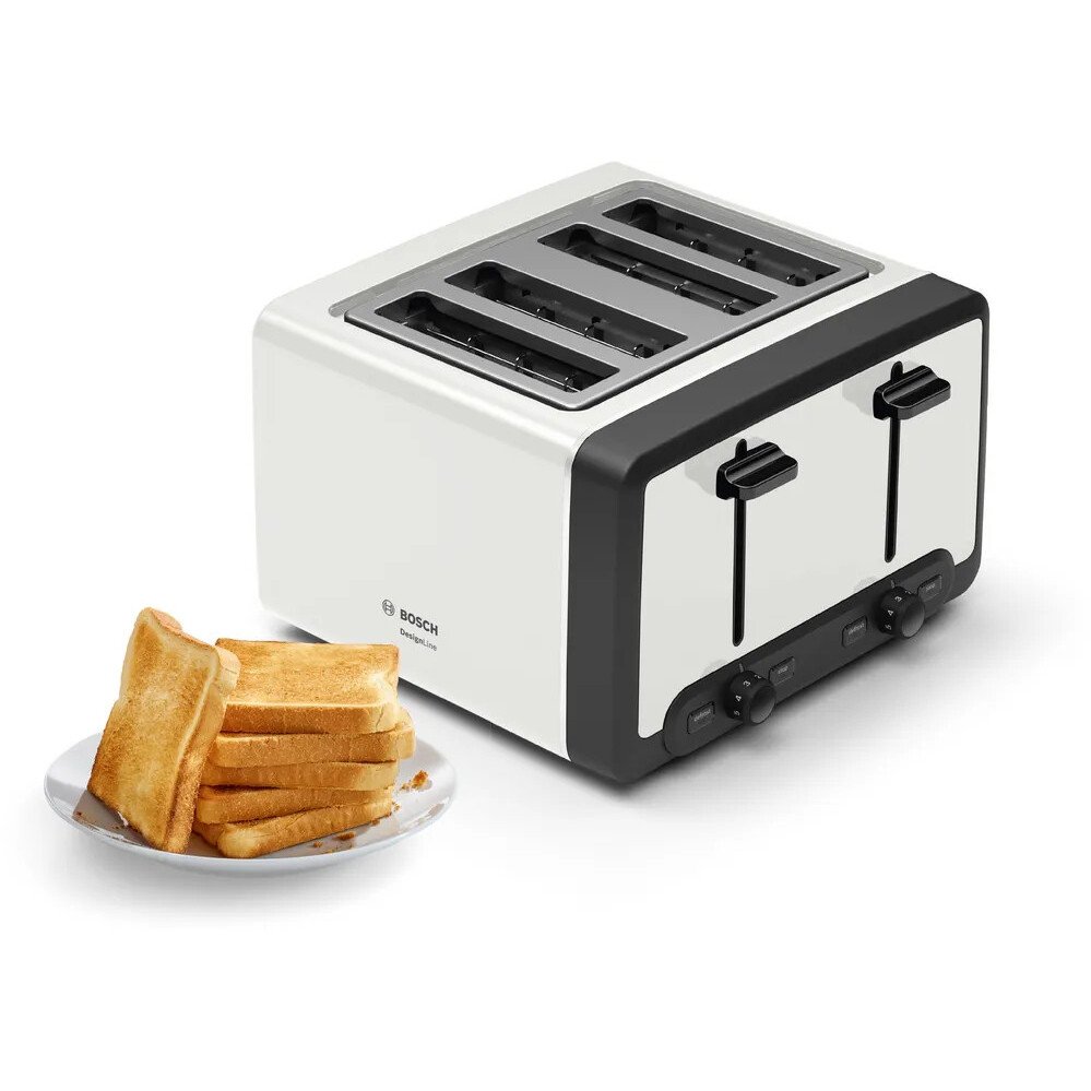 Bosch TAT5P441GB DesignLine Toaster, 4 Slice, White