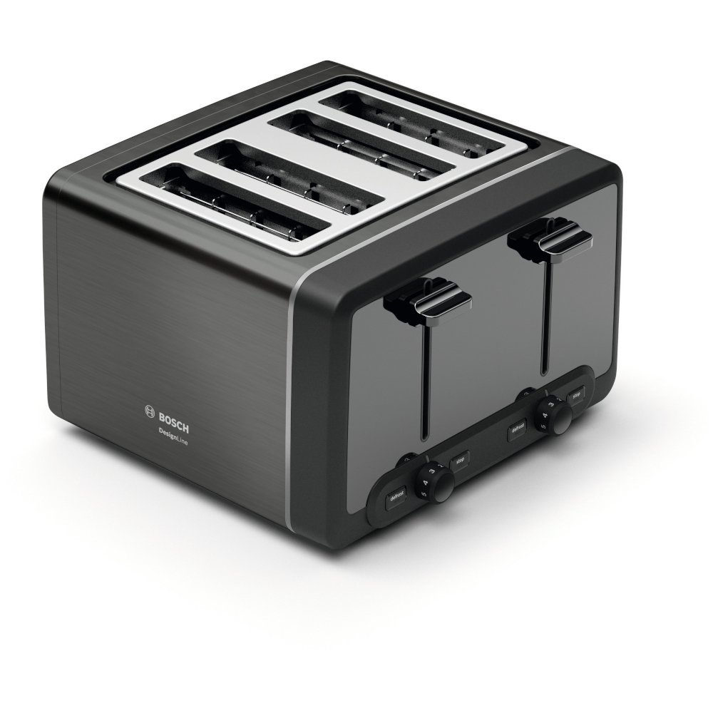 Bosch TAT5P445GB DesignLine Toaster, 4 Slice, Grey