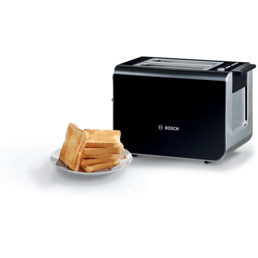 Bosch TAT8613NGB Styline Compact Toaster, 2 Slice, Black