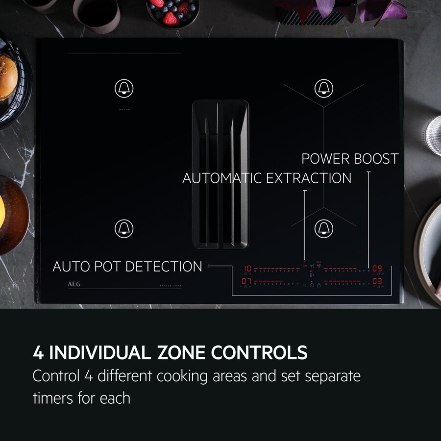 AEG TCH74B01FZ 71cm Vented Hob, Black, A+ Rated