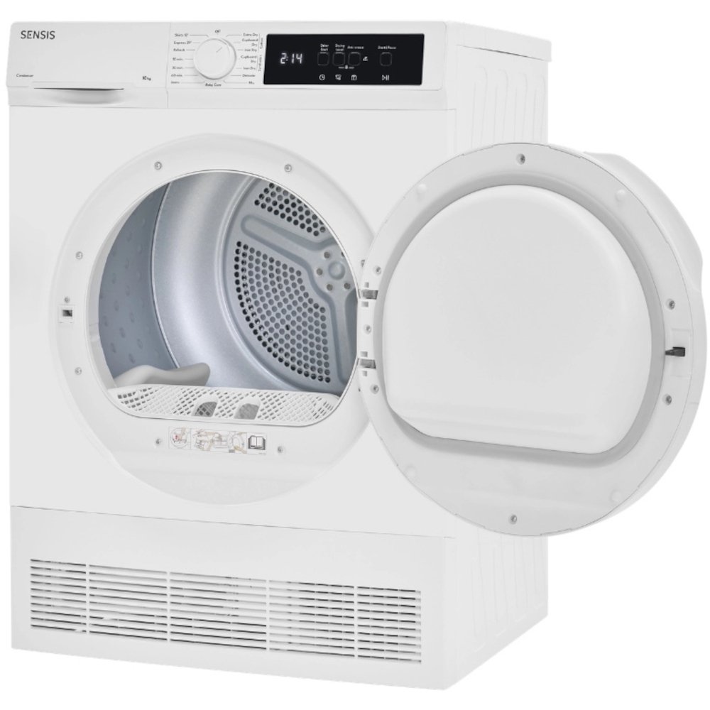 Sensis TDCF0110BW Condenser Tumble Dryer, 10kg, White, B Rated