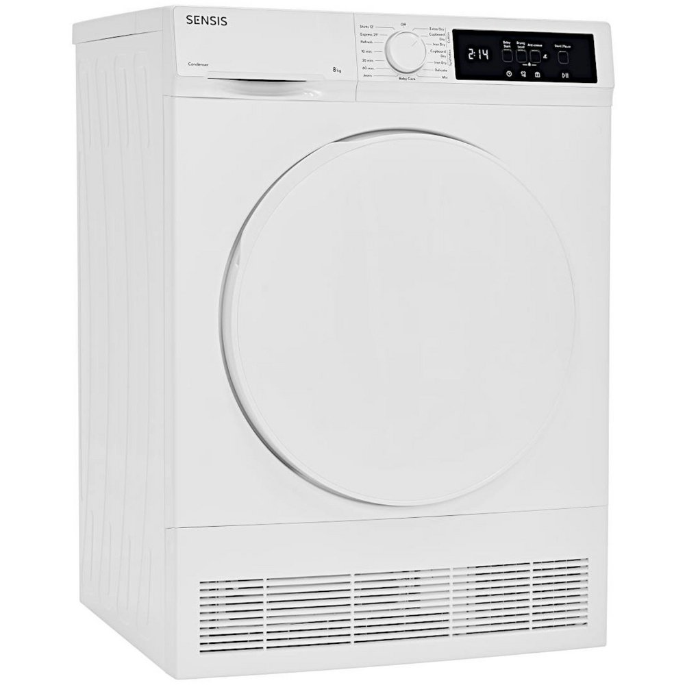 Sensis TDCF018BW Condenser Tumble Dryer, 8kg, White, B Rated
