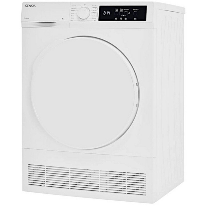 Sensis TDCF018BW Condenser Tumble Dryer, 8kg, White, B Rated