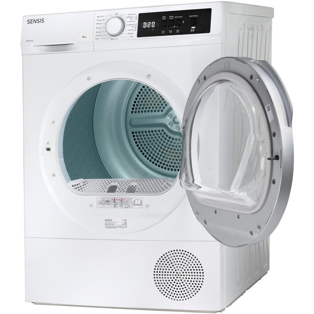 Sensis TDHF018A2W Heat Pump Tumble Dryer, 8kg, White, A+ Rated