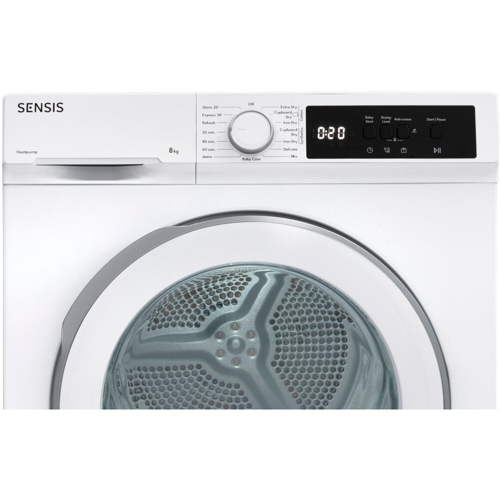 Sensis TDHF018A2W Heat Pump Tumble Dryer, 8kg, White, A+ Rated