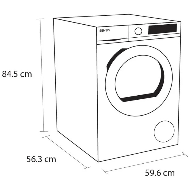 Sensis TDHF018A2W Heat Pump Tumble Dryer, 8kg, White, A Rated