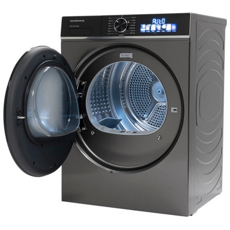 Schonhaus TDSHF018A3G Heat Pump Tumble Dryer, 8kg, Grey, A+++ Rated