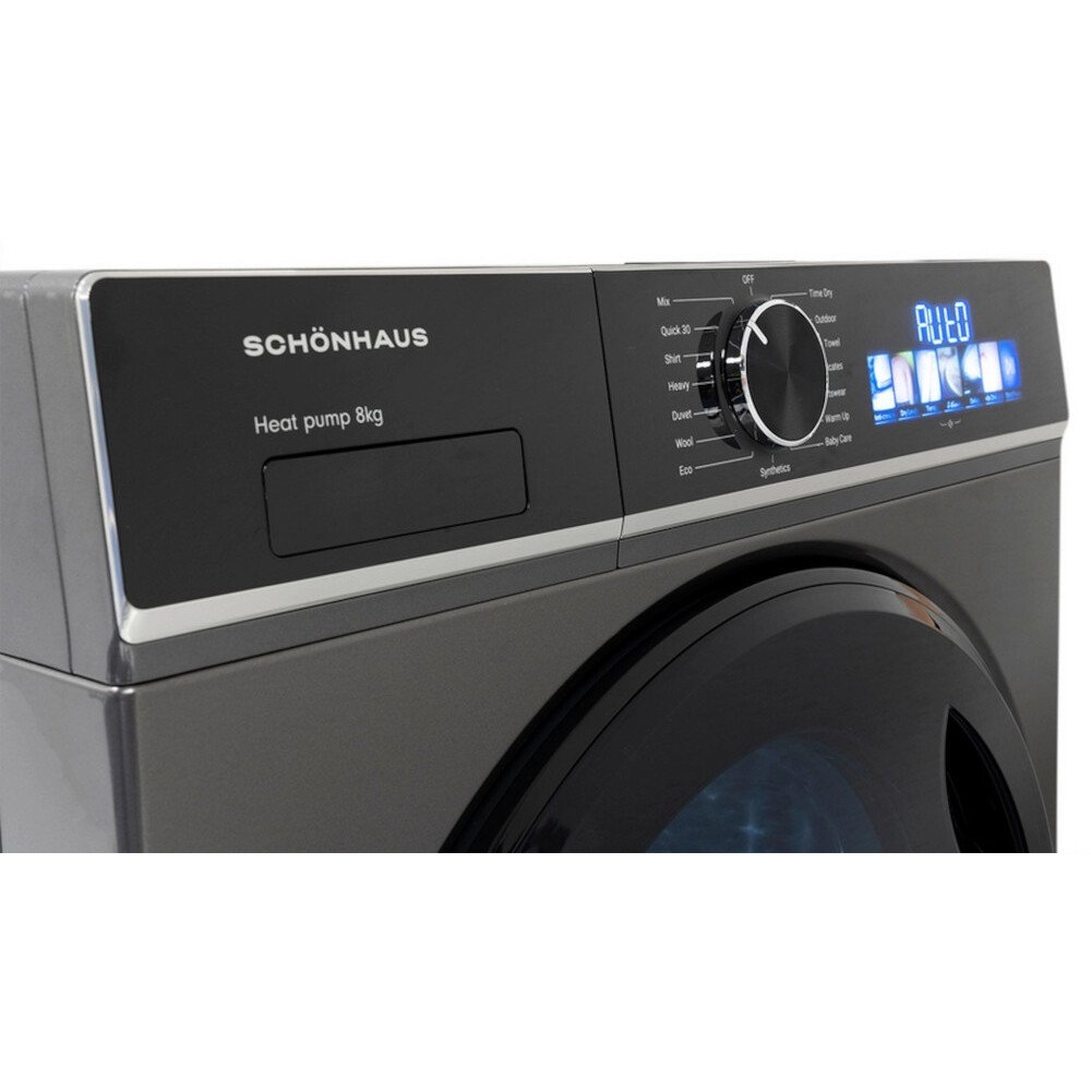 Schonhaus TDSHF018A3G Heat Pump Tumble Dryer, 8kg, Grey, A+++ Rated