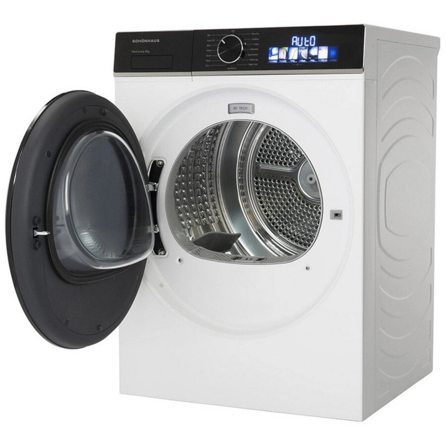 Schonhaus TDSHF018A3W Heat Pump Tumble Dryer, 8kg, White, A+++ Rated