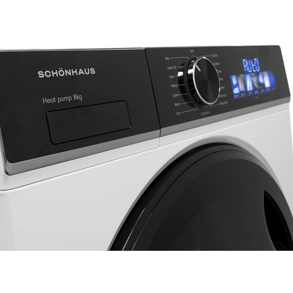 Schonhaus TDSHF018A3W Heat Pump Tumble Dryer, 8kg, White, A+++ Rated