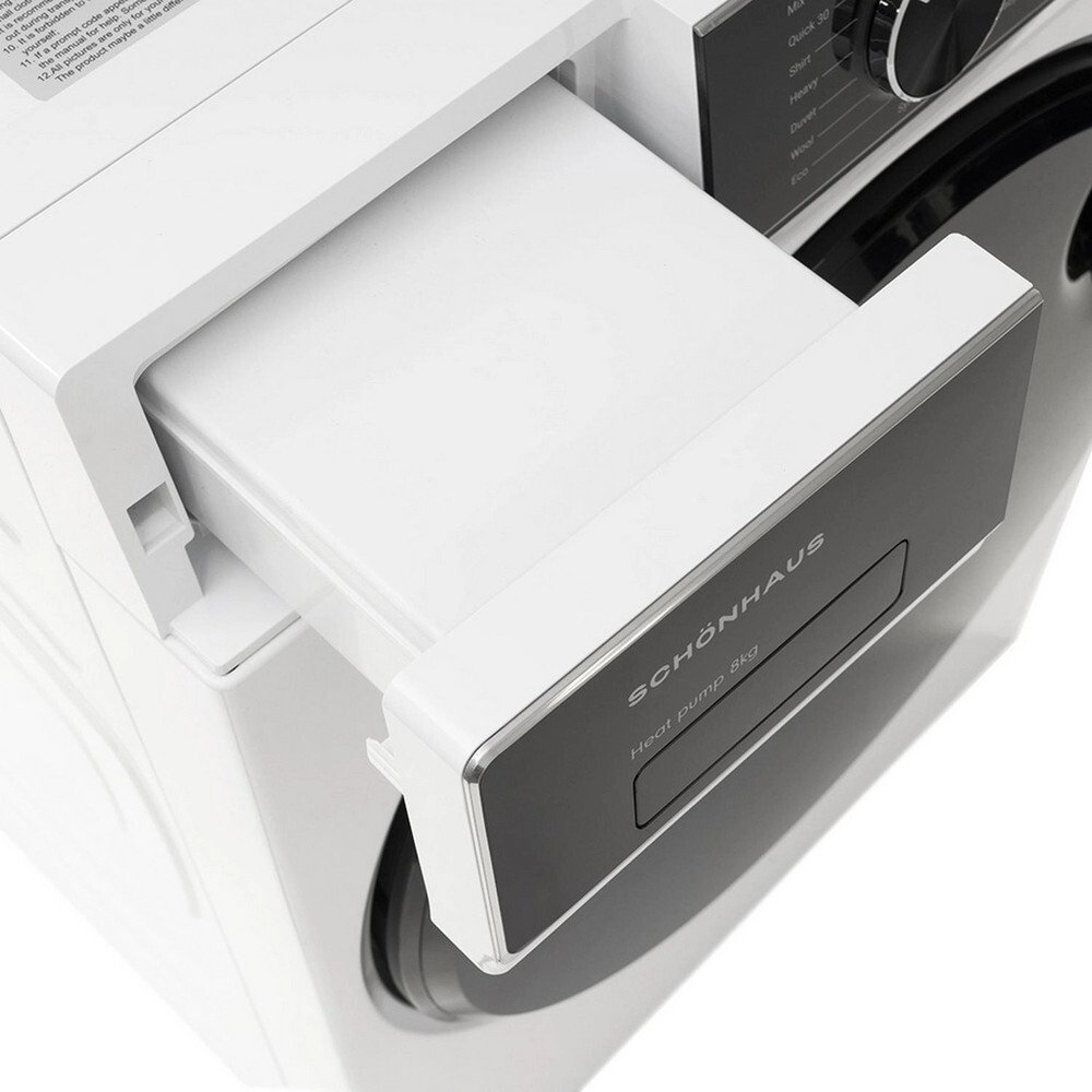 Schonhaus TDSHF018A3W Heat Pump Tumble Dryer, 8kg, White, A+++ Rated