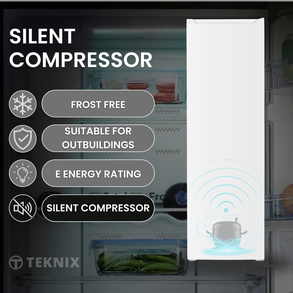 Teknix TFF1715B Total No Frost Tall Freezer, Black, E Rated