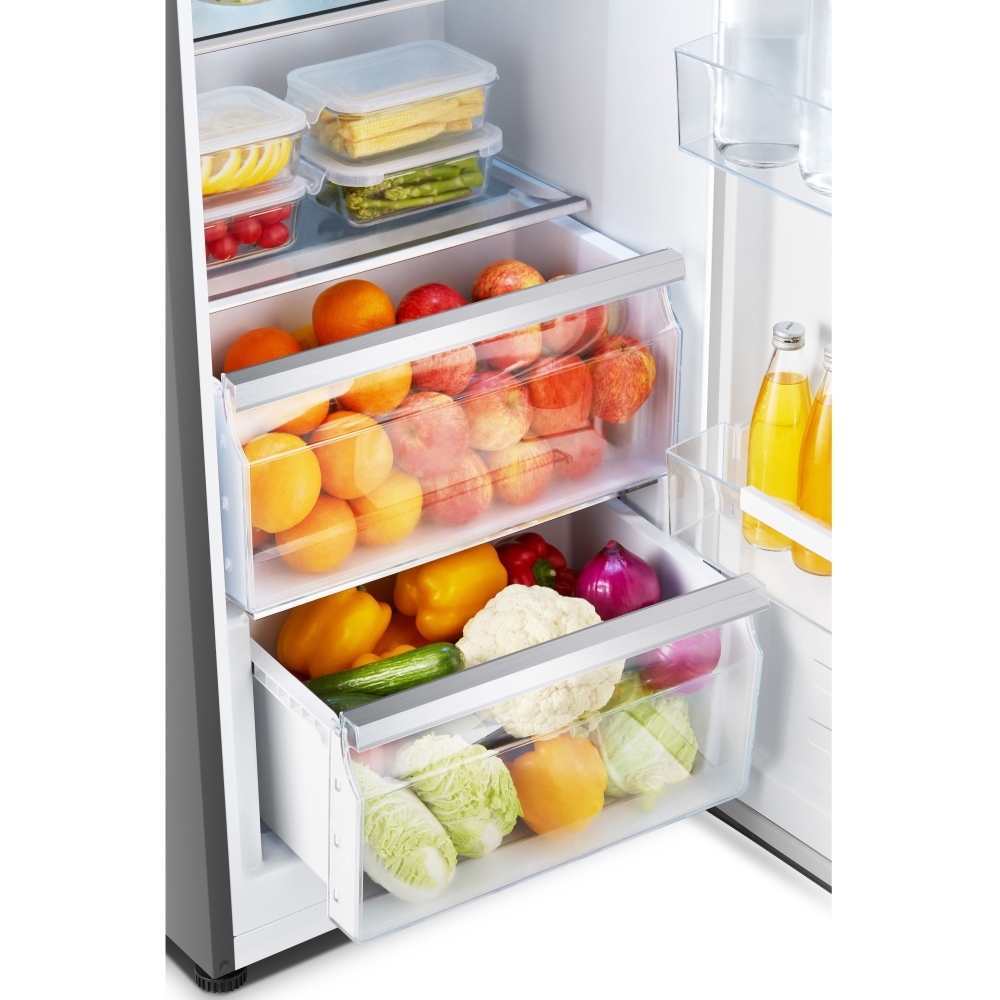 Teknix TH60TLX Tall Larder Fridge, Stainless Steel, E Rated