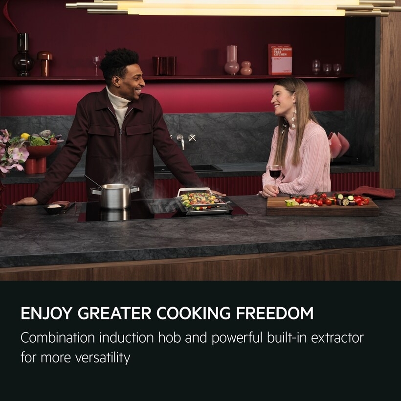 AEG TH84CB03FB 81cm Vented Hob, Black, A+ Rated