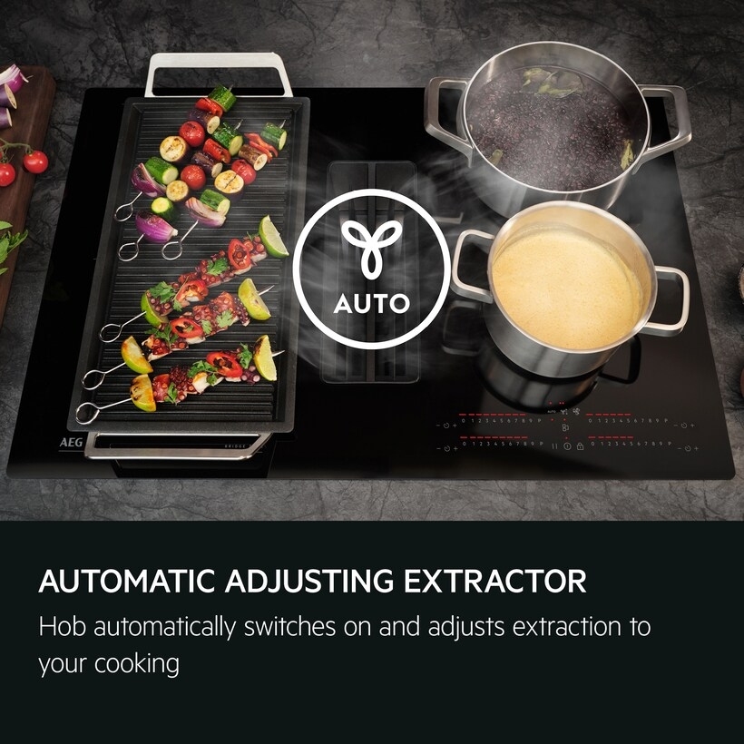 AEG TH84CB03FB 81cm Vented Hob, Black, A+ Rated