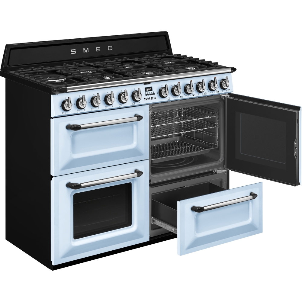 Smeg TR4110AZ Victoria 110cm Dual Fuel Range Cooker, Blue, A Rated