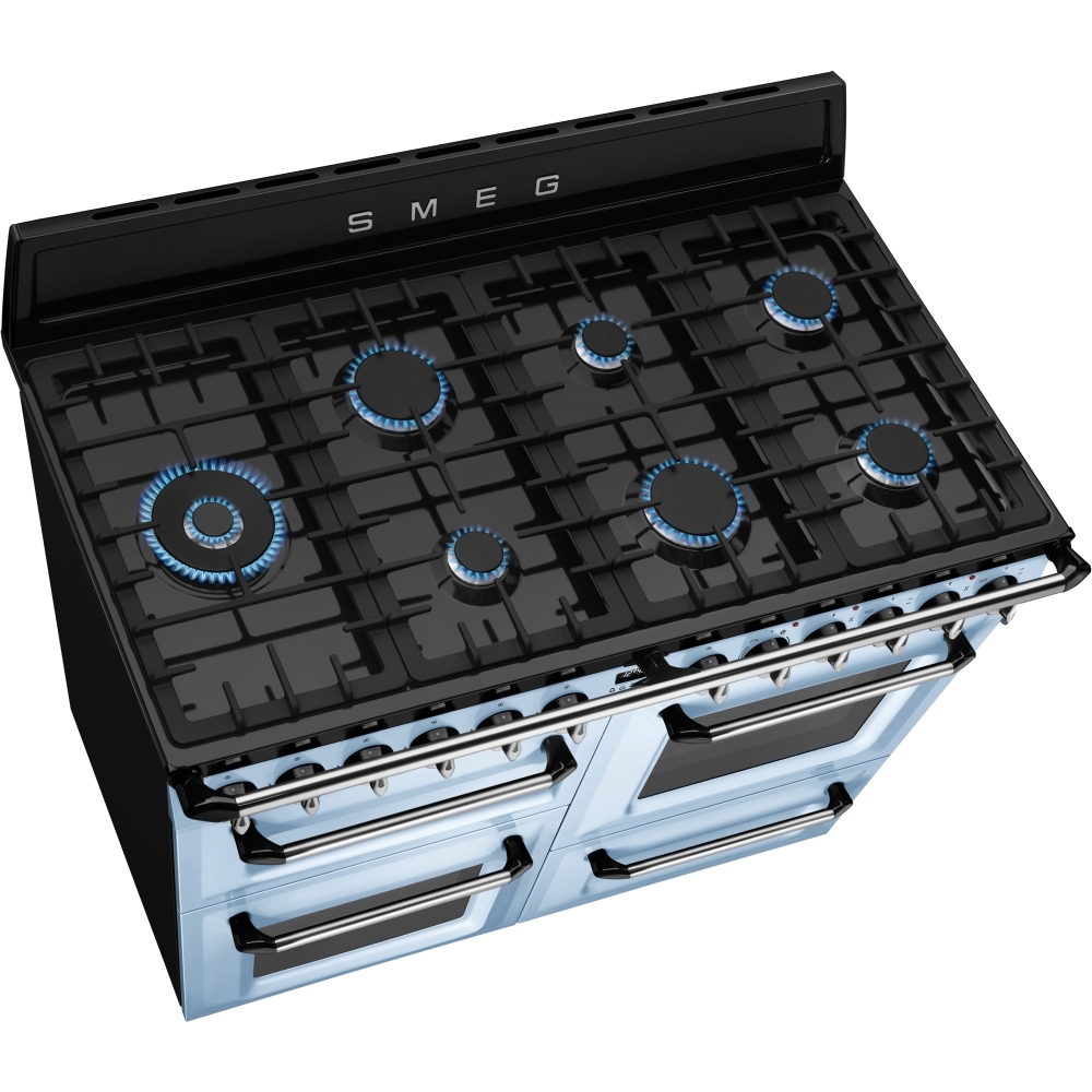 Smeg TR4110AZ Victoria 110cm Dual Fuel Range Cooker, Blue, A Rated